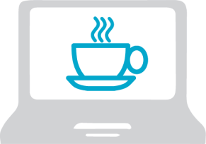 coffee cup on laptop screen graphic