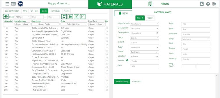 materials qpro screen