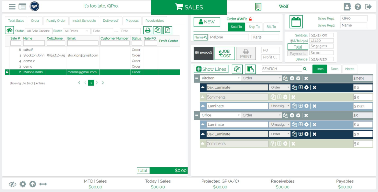 qpro sales screen