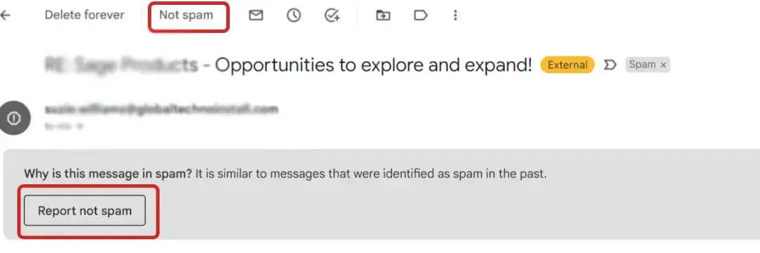 marking email not spam